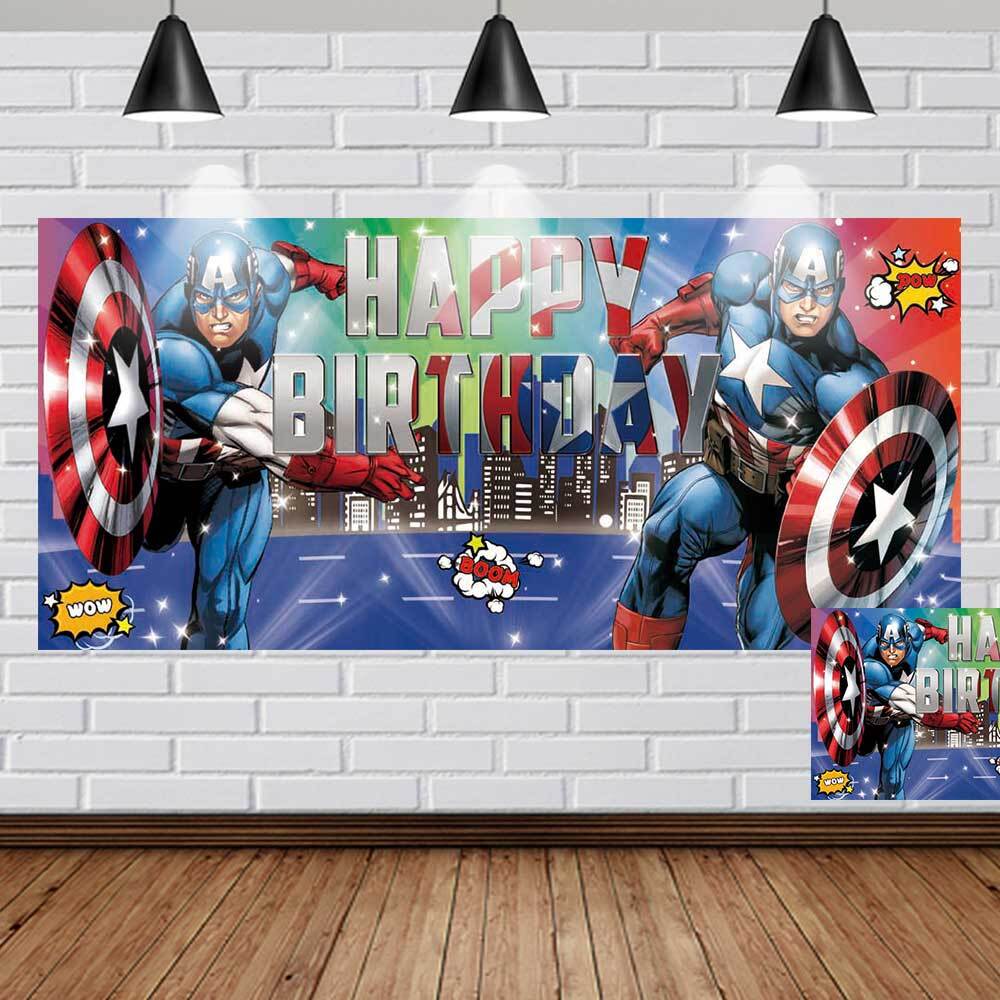 Captain America Birthday Banner Print