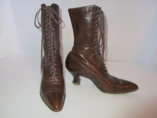 Antique 1900's Edwardian Utz  Dunn Brown Leather High Top Lace-Up Boots Shoes