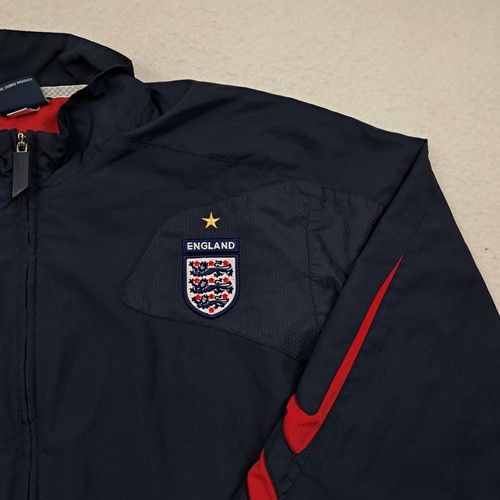 Giacca Vintage Inghilterra Umbro Uomo Grande Blu Zip Up Calcio Warmup Allenamento Y2K - Foto 9 di 16