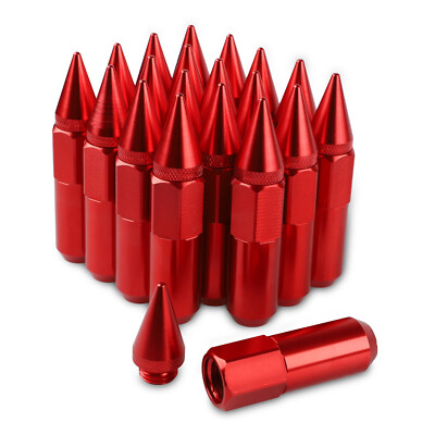 20PCS M12X1.5 Cap Spiked Extended 60mm Red Tuner Aluminum Wheels Rims Lug Nuts
