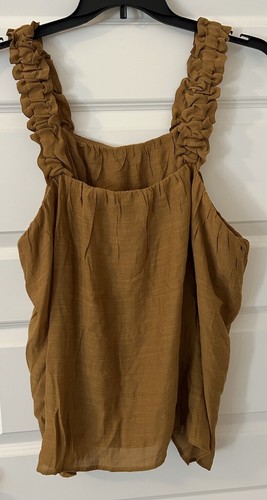 New Bobeau Brown Ruffle Strap Tank Blouse Sleeveless Top Plus Size 2X - Picture 2 of 2