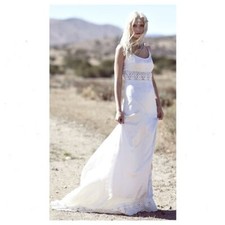 NWT Daughters of Simone Womens Silk Dean Dress Sleeveless Cream White Size Large