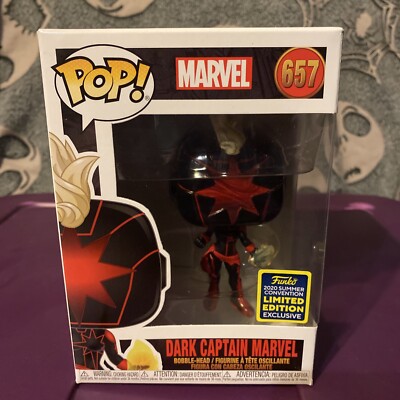 FUNKO POP MARVEL 657 DARK CAPTAIN MARVEL 2020 SUMMER CONVENTION EXCLUSIVE