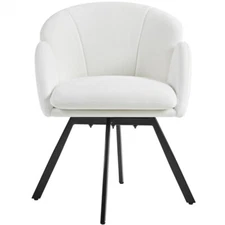 Chenille Fabric Flower-shaped Accent Chair with Swivel Base for Living Room