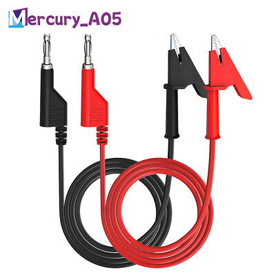 2PCS 4mm stapelbarer Bananenstecker zu Krokodil Alligator Clip Messleitungen 1M 