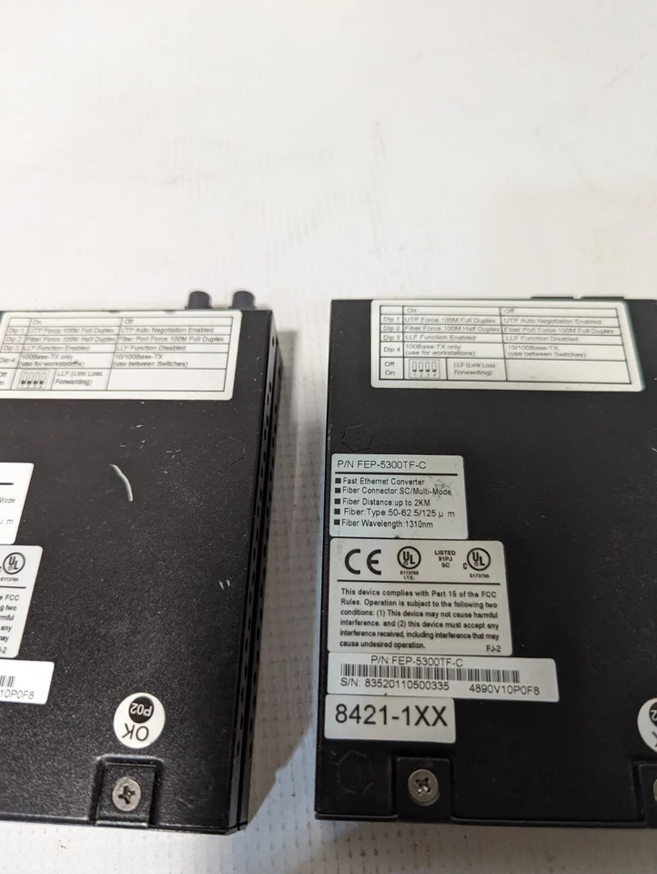 Lot of 2 UniCom FEP-5300TF-C Velocity 4 Multimode Network Converters, No Power S - Image 2 of 3