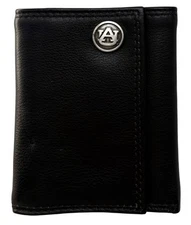 Auburn Tigers Genuine Leather Wallet-Trifold with Concho in Black by Enmon-New