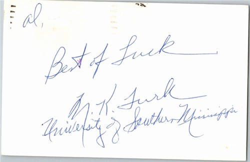 1970's M.K. Turk- Signed/Autograph/Auto Postcard Southern Miss Golden Eagles NBA
