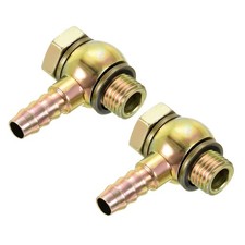 2 Pcs Hose Barb Fitting Elbow Barbed M14x1.5 Male Adapter Connector(Gold, 10-mm)