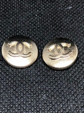 CHANEL Coco Mark Gold Tone Metal Button Round 15mm 2pcs