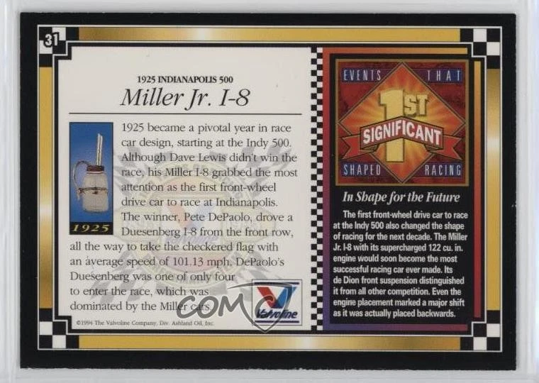 1994 Traks Valvoline Miller Jr I-8 Dave Lewis #31 - Image 2 of 2