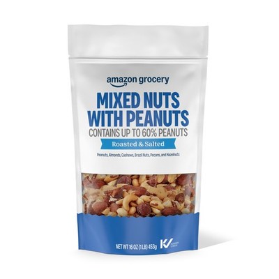 Amazon Grocery, Mixed Nuts with Peanuts, Roasted & 1 Pound (Pack of 1)