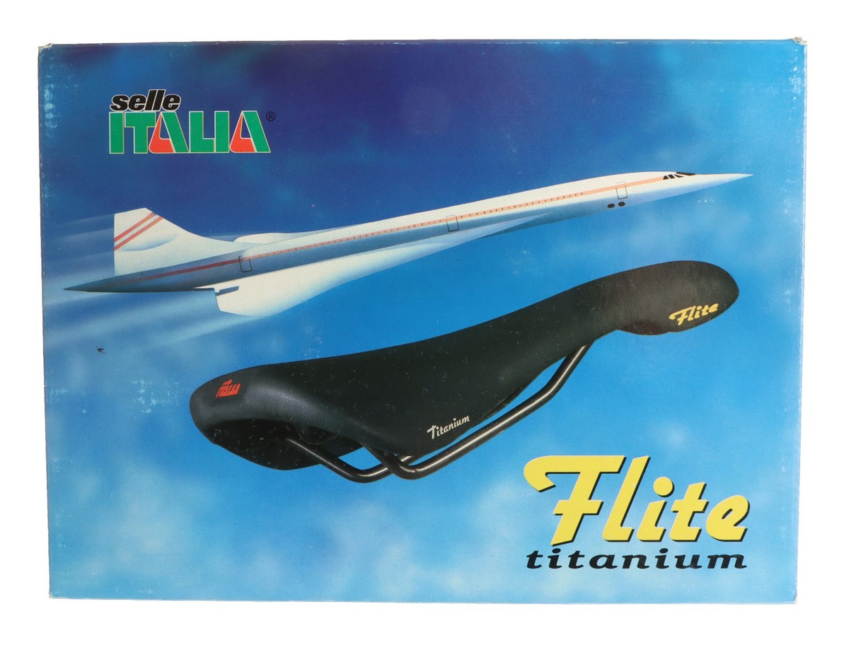 Selle Italia Flite Saddle Titanium Rails Orange Leather 1990 NIB