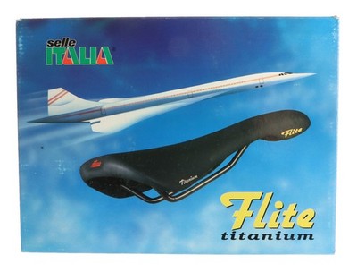 Selle Italia Flite Saddle Titanium Rails Orange Leather 1990 NIB