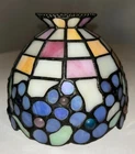 VTG Stained Glass Lamp Shade Tiffany Style Tea Lamp 5”Hx6”D Colorful