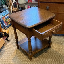 Vintage Ercol Colonial Bed Side Table With Drawer