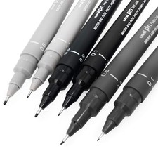 Fineliner Drawing Pen Sketching Set Gray Tones 0.1/0.5mm Set Of 6 Art Supply