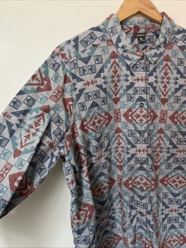 Camisa de franela Eddie Bauer para mujer 2XL patrón azteca suroeste gris azul naranja - Imagen 4 de 7