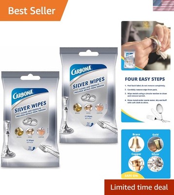 All-Purpose Metal Cleaner Wipes - 2 Pack of 12 for Instant Shine and Protection