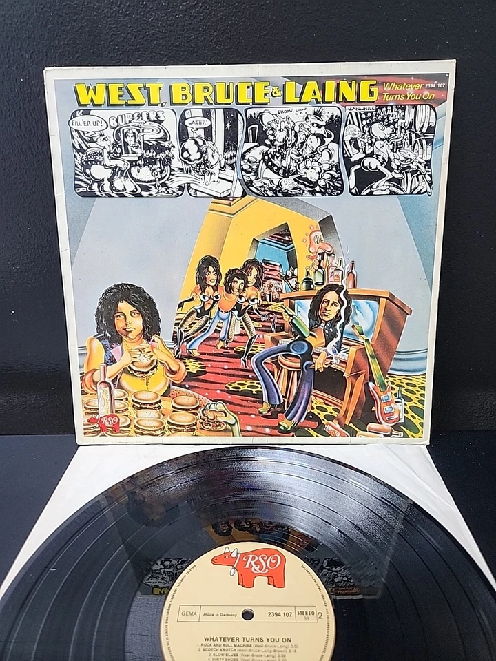West, Bruce, & Laing Whatever Turns You On Lp Vinyl 1973 1st German Press VG+/NM Foto 2 de 4