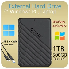 Portable External hard Disk Drive Storage 1TB 500GB Orico Windows 11/10/8/6