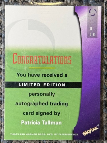 1998 Skybox Babylon 5 S5 #A18 Patricia Tallman as Lyta Alexander Autograph Card - Picture 2 of 2