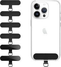 Phone Tether Tabs 6-Pack Ultra-Thin Durable for Lanyards Black