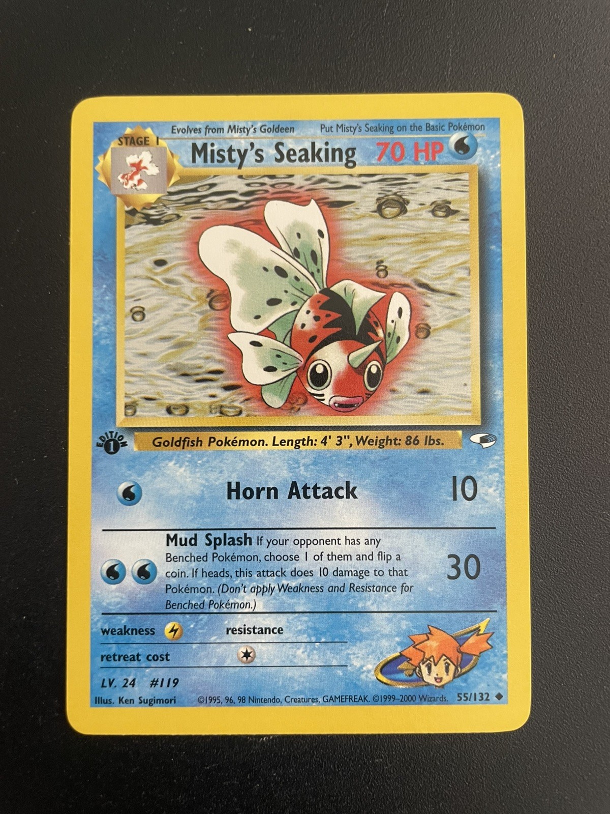 Misty’s Seaking | 55/132 | 1st Edition | Gym Heroes | Pokémon Card | NM