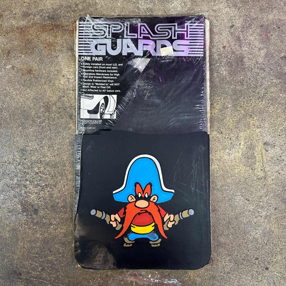 NOS Plasticolor Car Mud Flaps Yosemite Sam Vintage 70s Deadstock