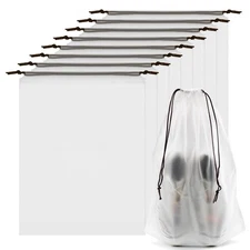 8 PCS 15.7x11.8" Clear Shoe Bags for Travel Waterproof Dust Bags with Drawstring