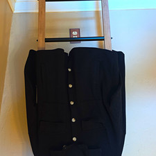 Women's Black Collared Button Front Short Jacket w/ Pockets Long Sleeve S