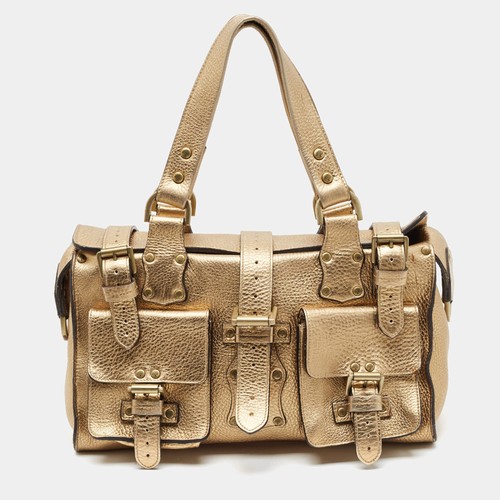 Mulberry Roxanne Gold Leather Satchel
