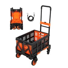 2-in-1 Folding Hand Truck with Basket Heavy Duty 330LB Convertible Dolly Cart