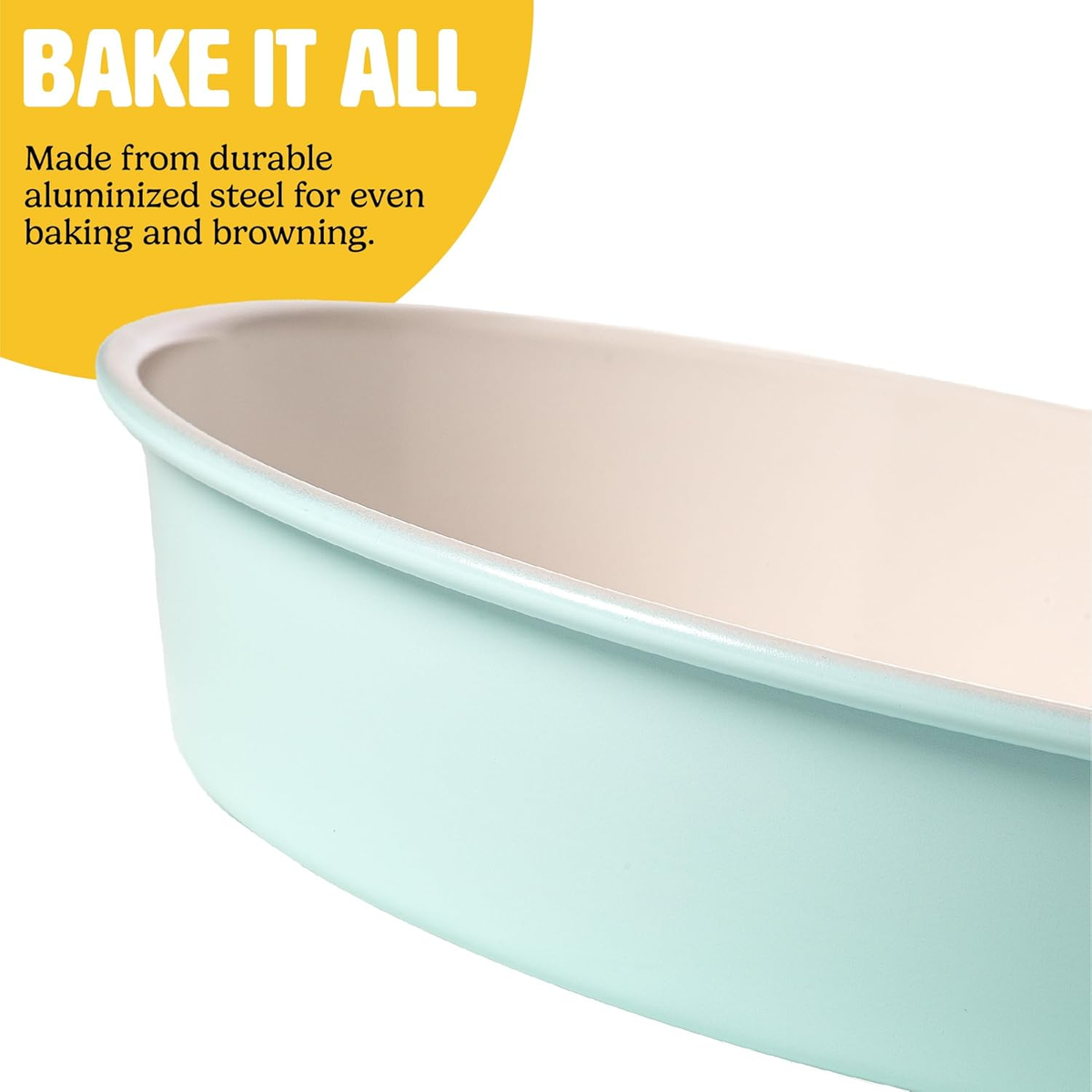Tasty Clean Ceramic Square Cake Pans Set - 2 Pack 9-Inch Nonstick Baking Pans Oven Safe