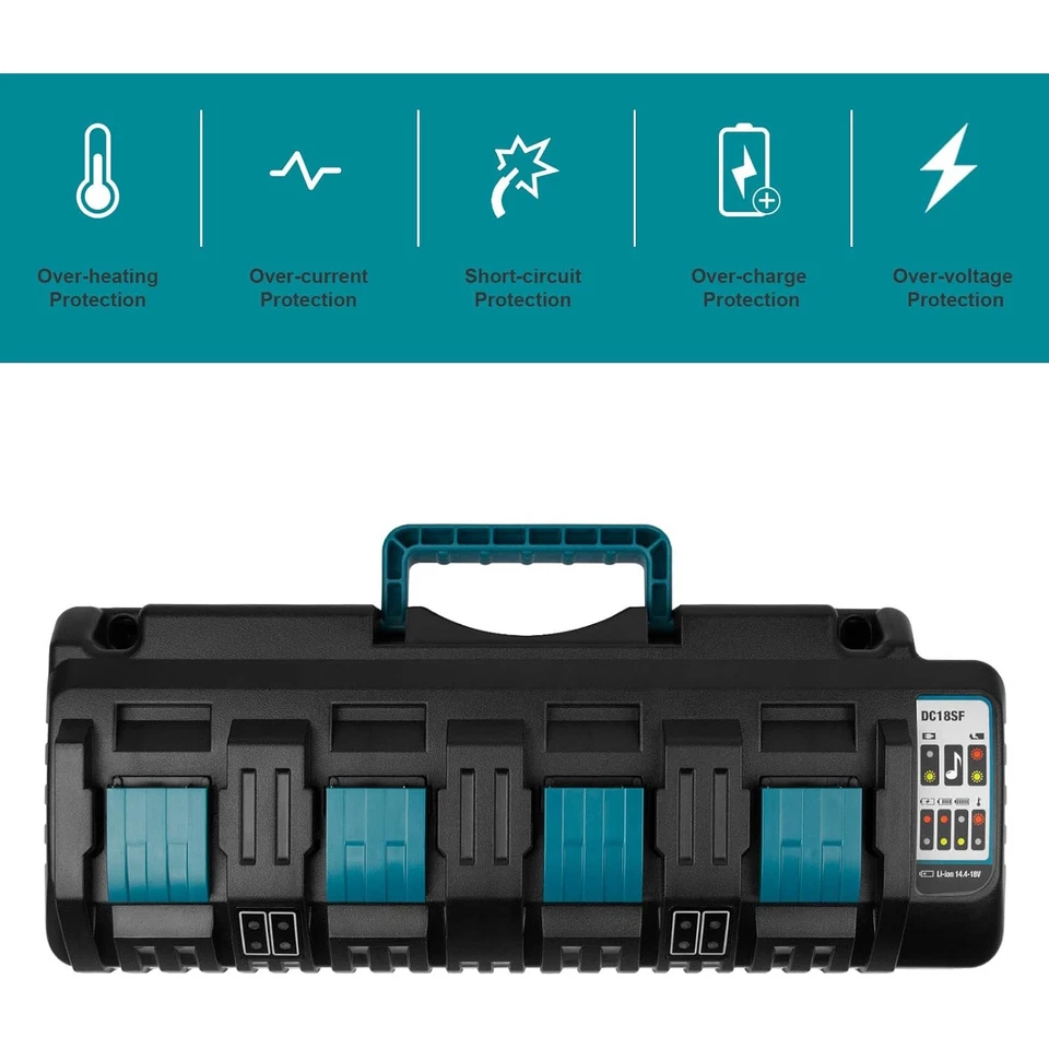 DC18SF 14,4V-18V 4 Fach Schnellladegerät für Makita BL18 BL14 Serie Ladegert DE - Bild 4 von 4