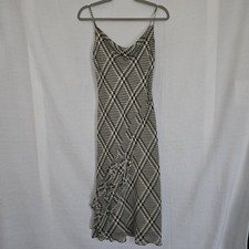 Y2k Vintage Express Silk Dress Size 9/10 Asymmetrical Ruffle Hem Fairy Whimsical