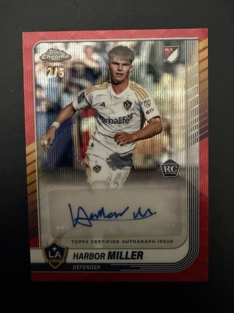 2025 Topps Chrome MLS Harbor Miller Auto RED Wave /5 LA Galaxy RC CA-MI