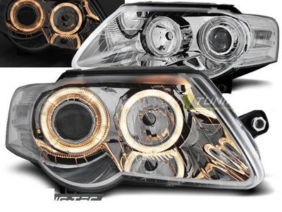 Scheinwerfer Paar VW Passat B6 3C 05-10 Angel Eyes Chrom