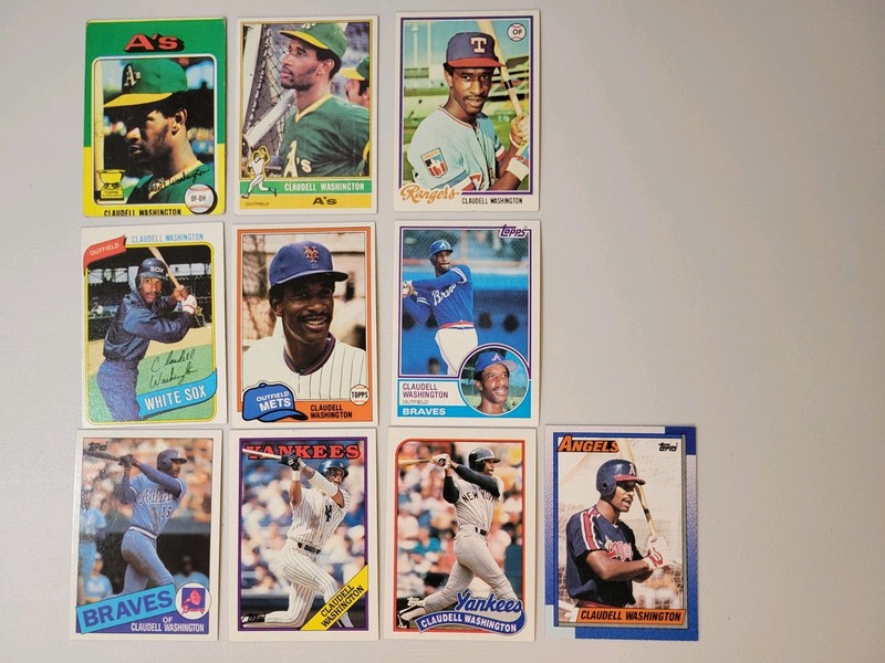 10 Card Claudell Washington A's, Rangers, Whitesox, Mets, Braves, Yankees,Angels