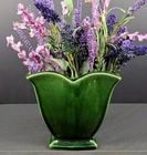 McCoy Green Tulip Planter 309 USA Vintage Pottery Vase MCM Scalloped