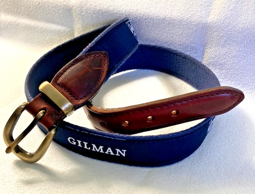 Jardine Collection Belt Mens 36 Blue Canvas Leather Gilman School Baltimore, MD