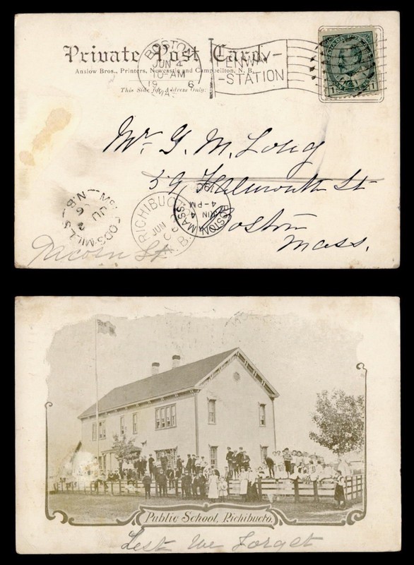 DR WHO 1906 CANADA RICHIBUCTO NB POSTCARD TO USA R82148
