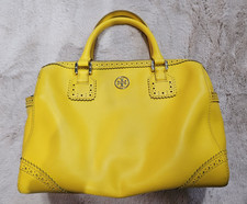 Tory Burch Robinson Middy Yellow Satchel Bag Detachable Strap, Gold