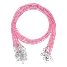10 Pack 24" Waxed Necklace Cord, 1.5mm Bracelet Cord with Lobster Clasp Pink 