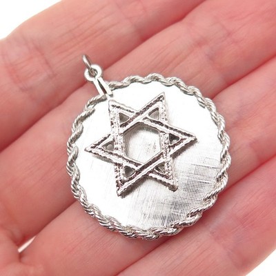 JAY POSON 925 Sterling Silver Vintage Star of David Judaica Charm Pendant