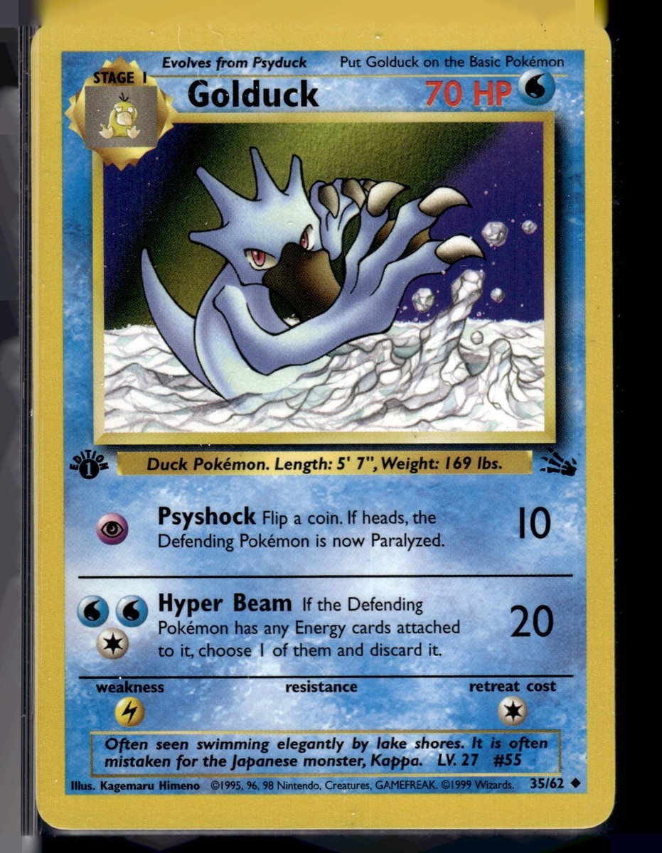 Pokemon TCG Golduck 35/62 Fossil Regular 1st Edition