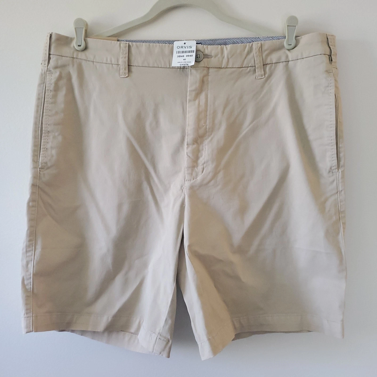 Orvis Angler Chino Shorts Stretch Khaki Men's 40 X 9 Golf Fishing Hiking Comfort