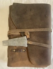 Vintage Look Leather Journal 200 Pages Handmade Cotton Paper Diary Key Accent