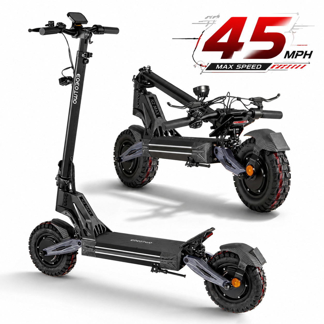 4000W Dual Motor Electric Scooter for Adults 45MPH 11'' Off Road Tire Escooter
