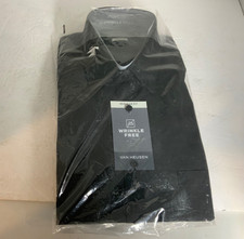 VAN HEUSEN DRESS SHIRT 16.5 Regular FIT 32/33 Wrinkle free Black Long Sleeve